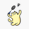Badminton Orange cat Sticker