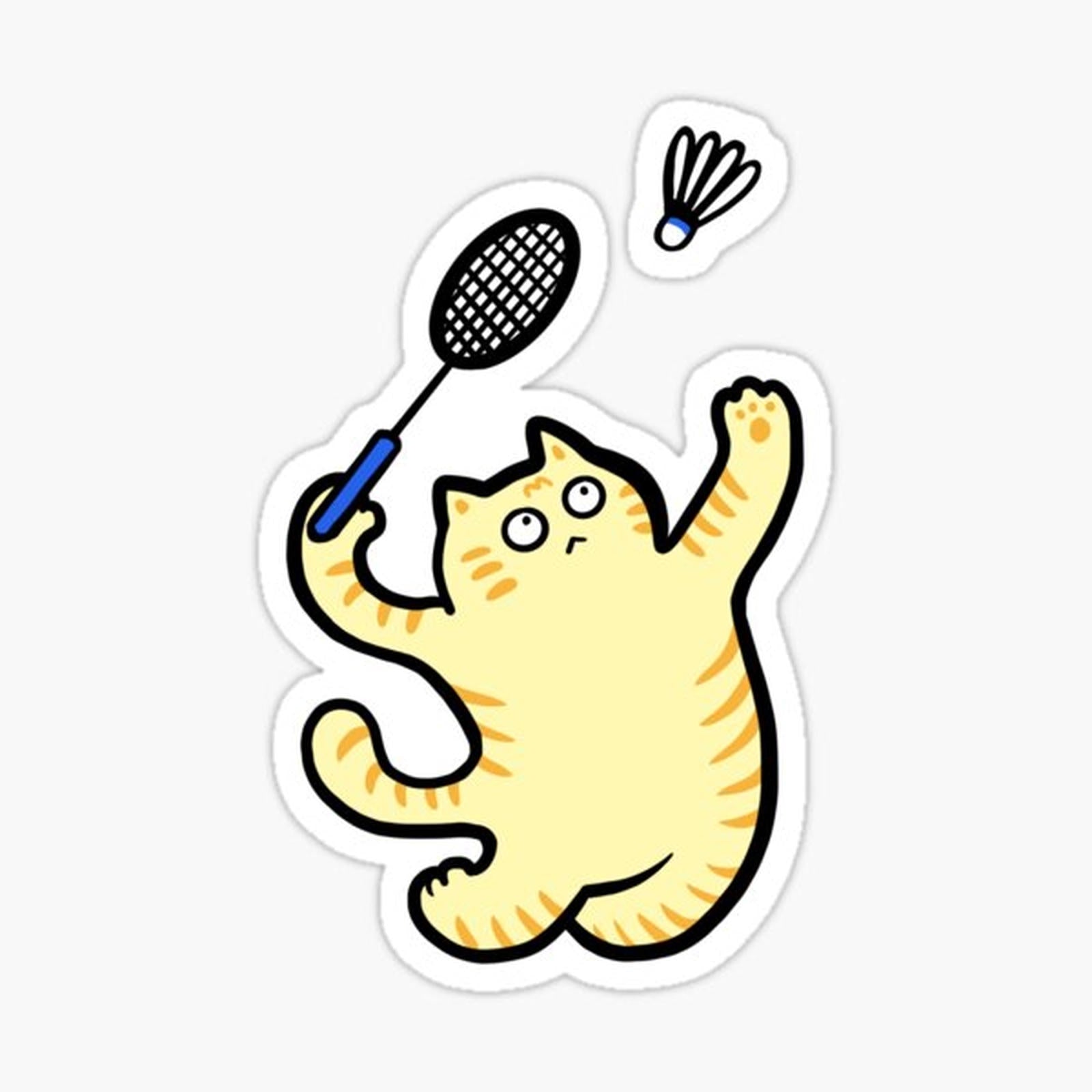Badminton Orange cat Sticker
