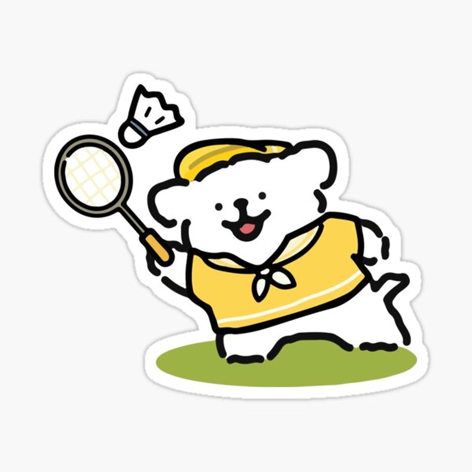 Playing badminton - Korean line puppy