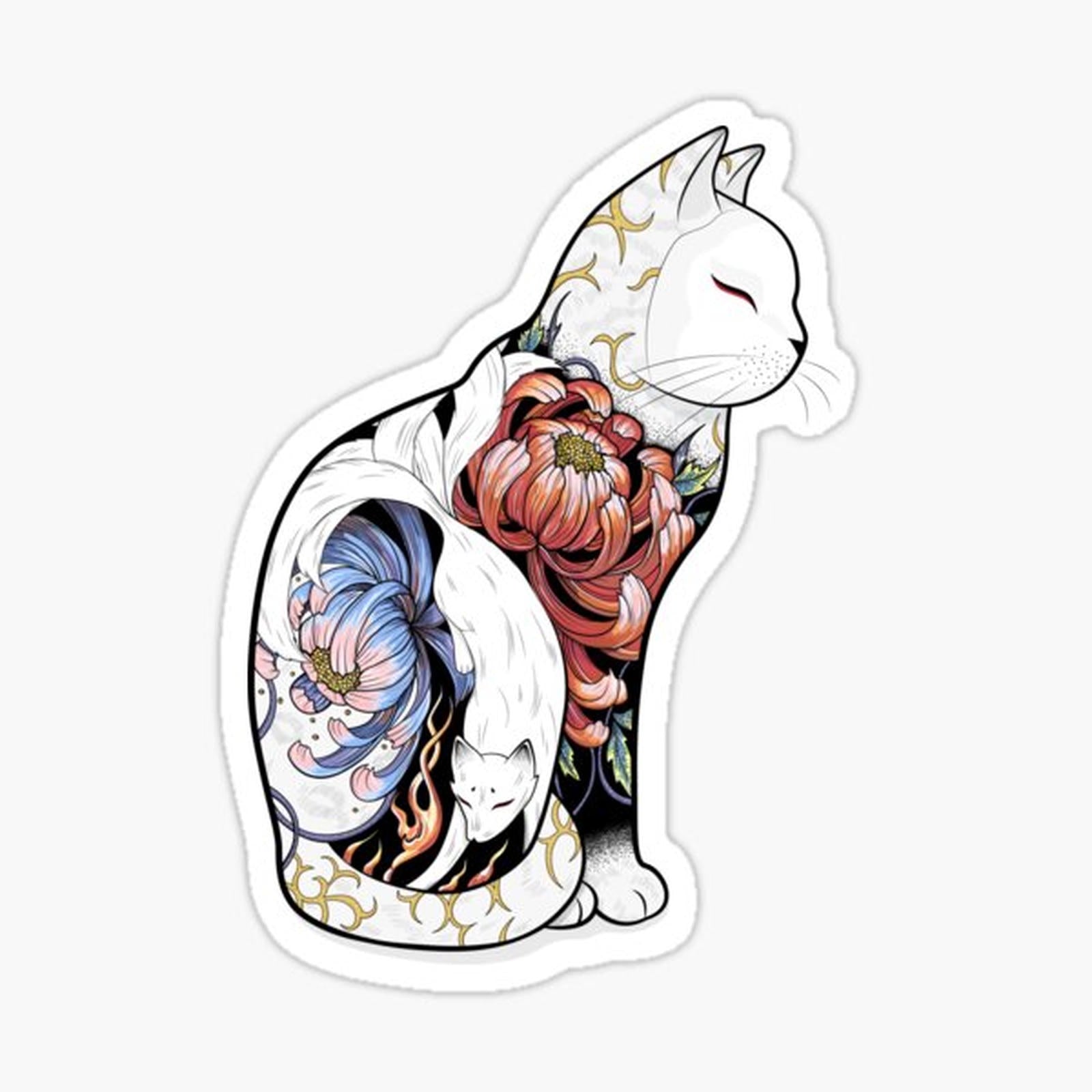 Kitsune Cat Tattoo