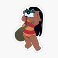 Lilo taking pictures at the beach