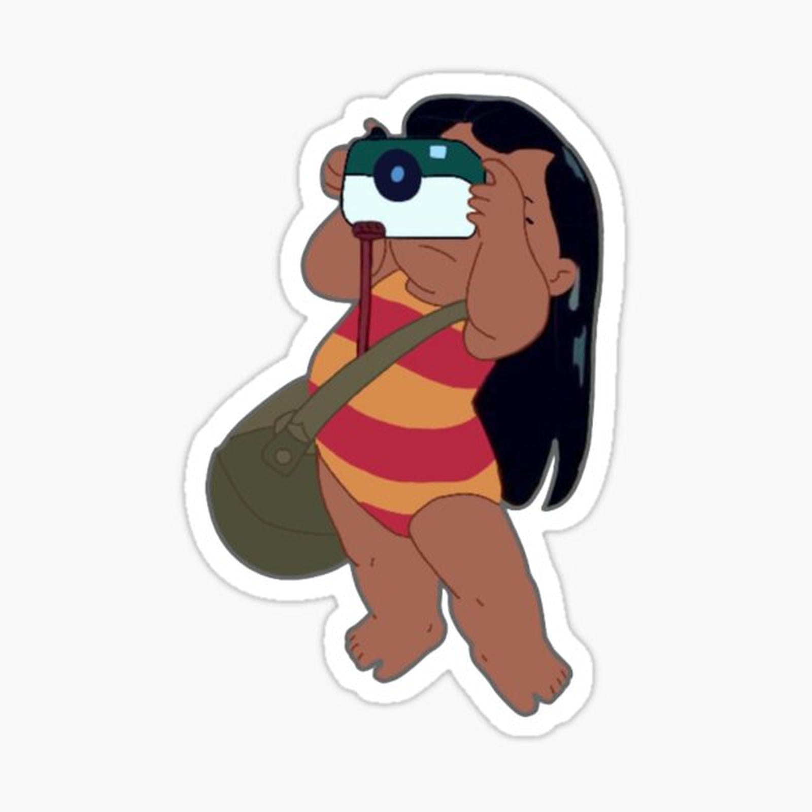 Lilo taking pictures at the beach
