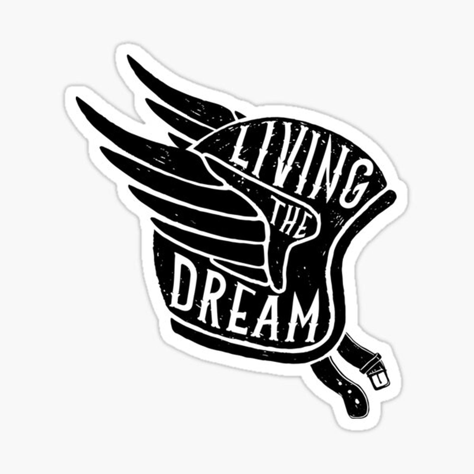 Living The Dream Winged Black Biker Helmet