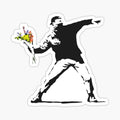 Love Is In The Air (Flower Thrower) - Banksy Graffiti