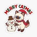Merry Catmas Ragdoll Cat with Snowman _ Cute Blue-Eyed Christmas Cat