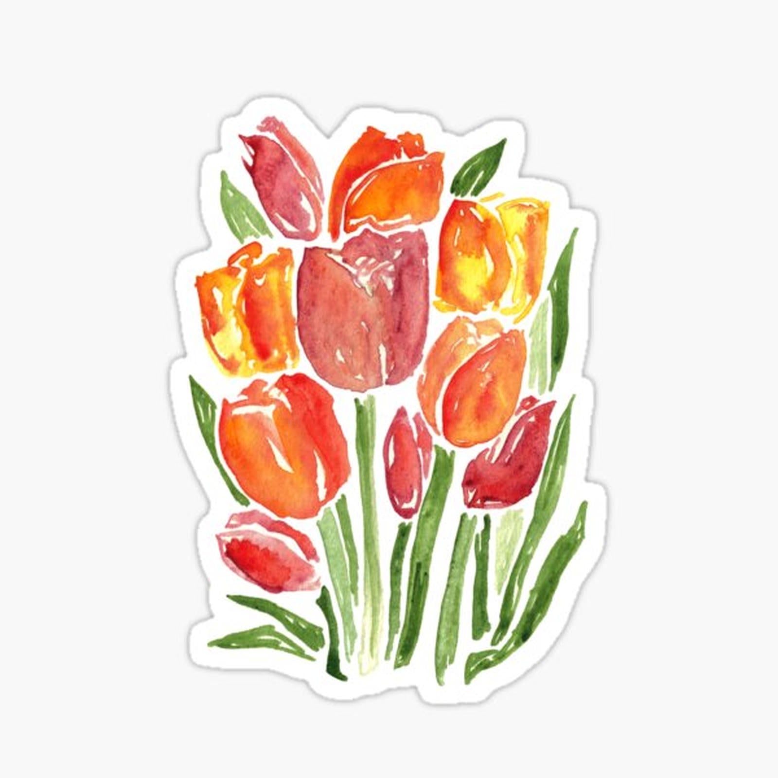 Orange Watercolor Tulips
