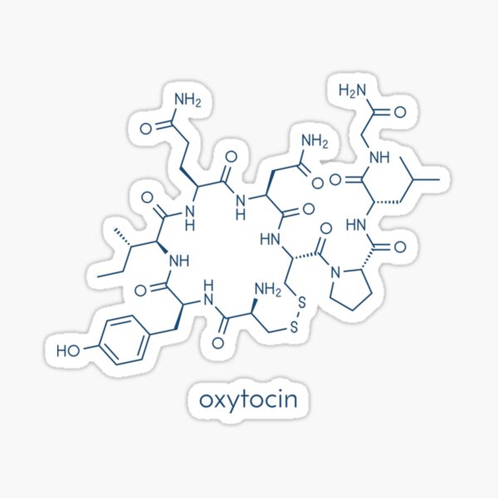 Oxytocin hormone molecule.  Skeletal formula.