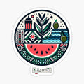 Palestine Flag Motifs Watermelon Olive Tree