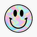 Photograph of  trippy holographic smiley face ONLY - Not Reflective