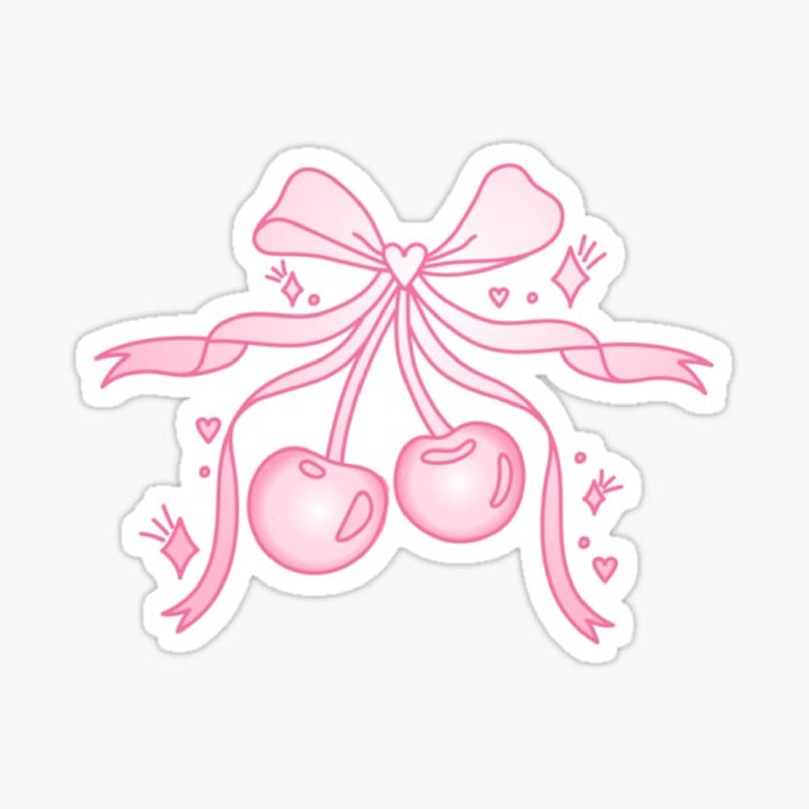 Pink cherries with sparkles and bow.