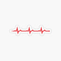 Pulse wave sticker and cup - three red ECG waves