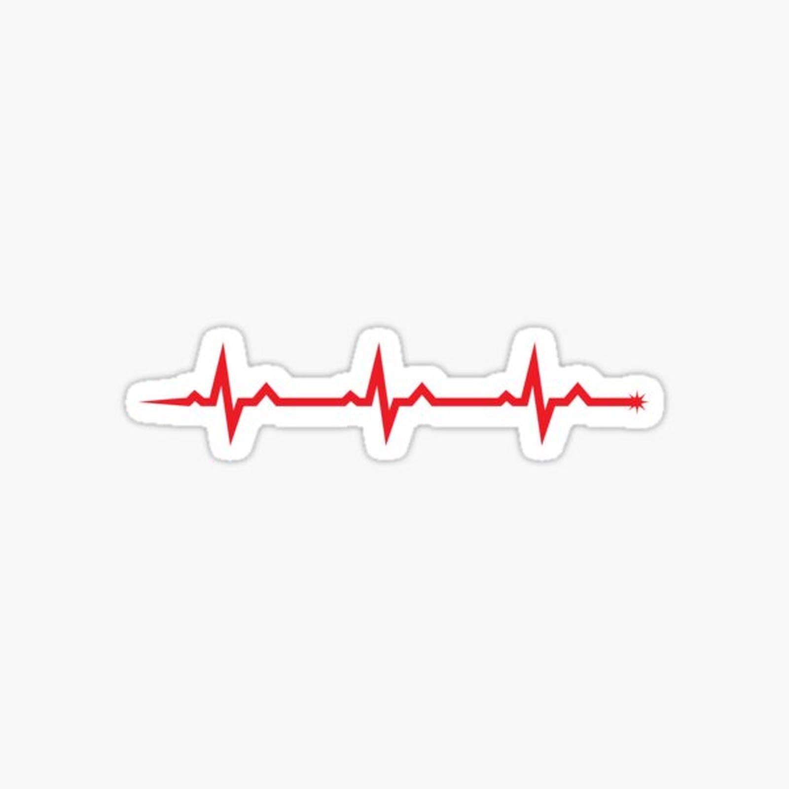 Pulse wave sticker and cup - three red ECG waves