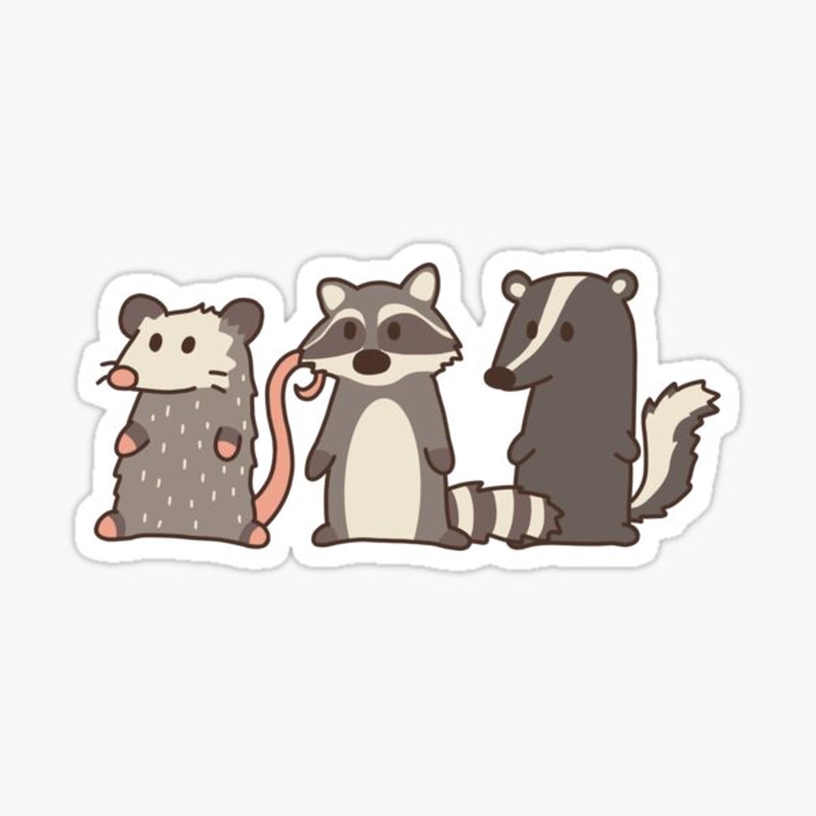 raccoon, opossum & skunk woodland friends