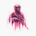 Retro pink skull soldier