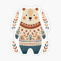 Scandinavian Winter Folk Art Animals - Bear