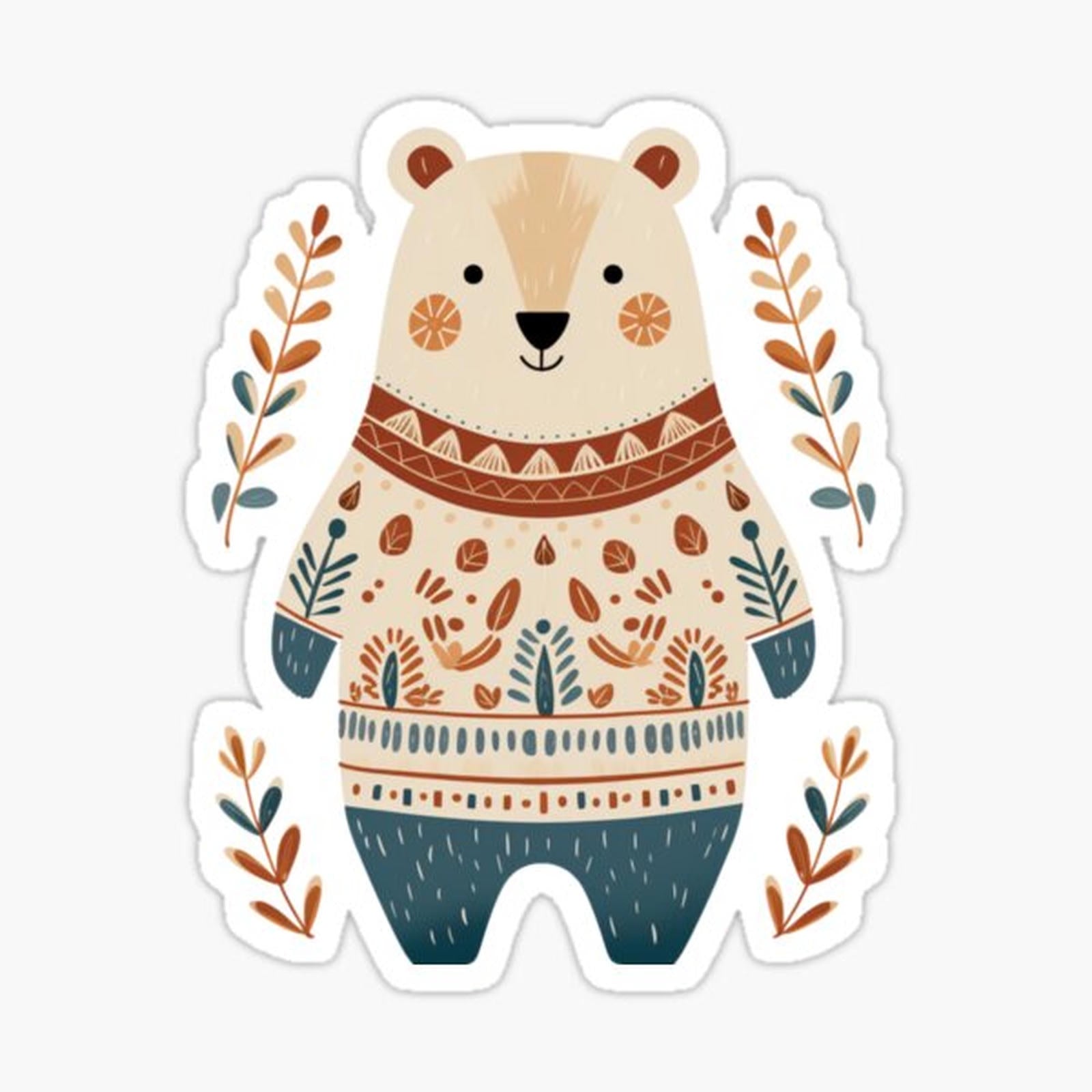 Scandinavian Winter Folk Art Animals - Bear