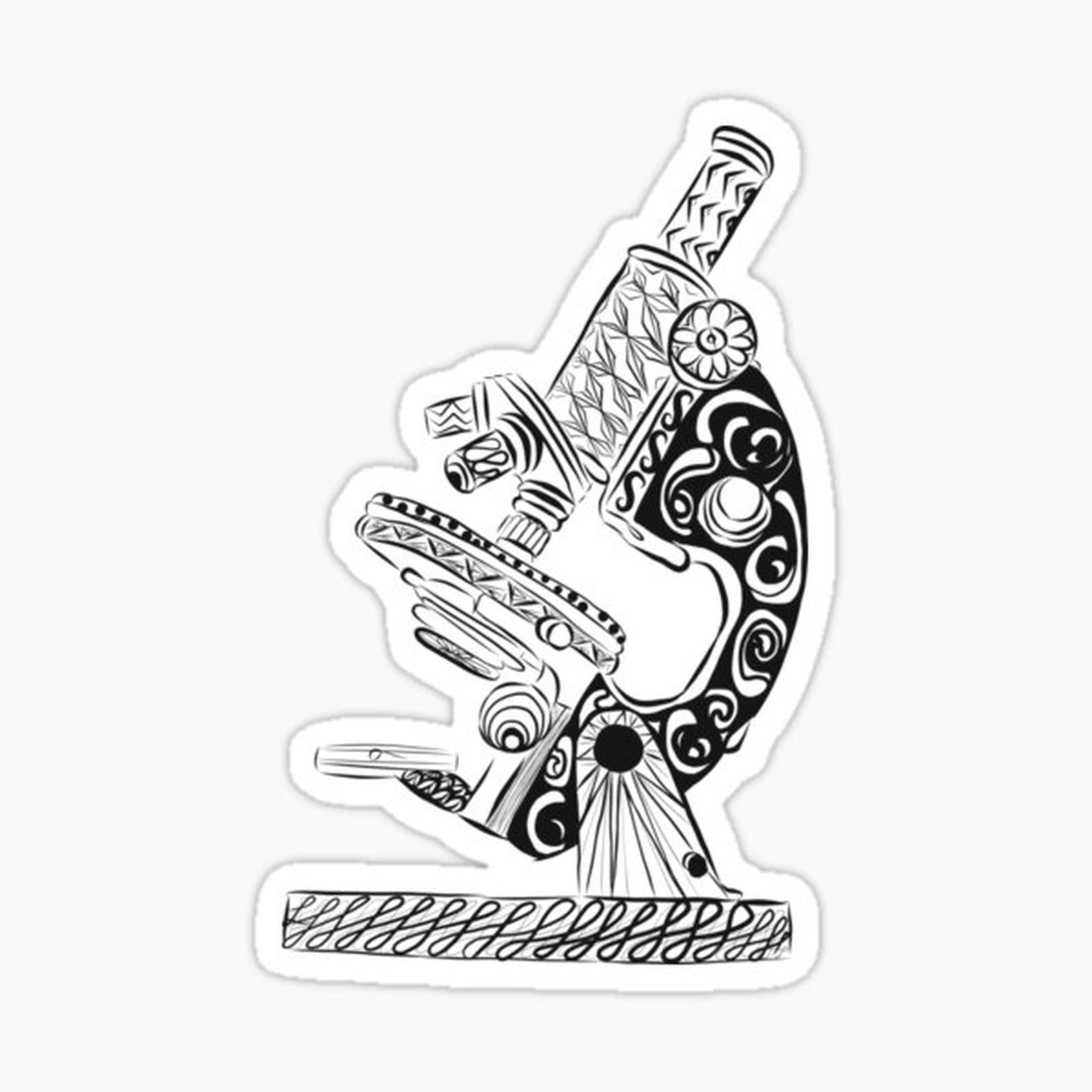 Scientific Microscope Line Drawing