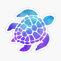 Sea Turtle Watercolor Blue and Purple