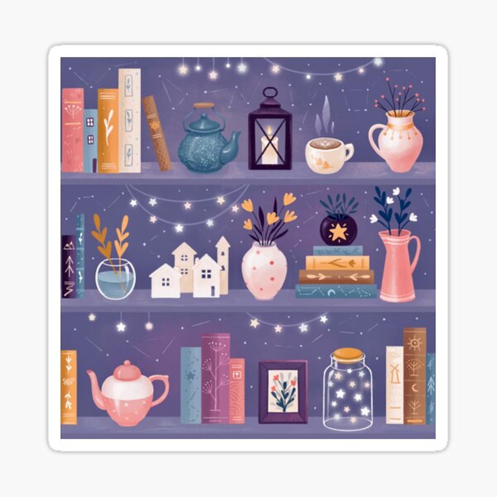 Starlit bookshelf