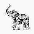 Sunflower Elephant - B&W