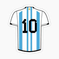 blue and white soccer jersey with the number 10 on it's chest sticker