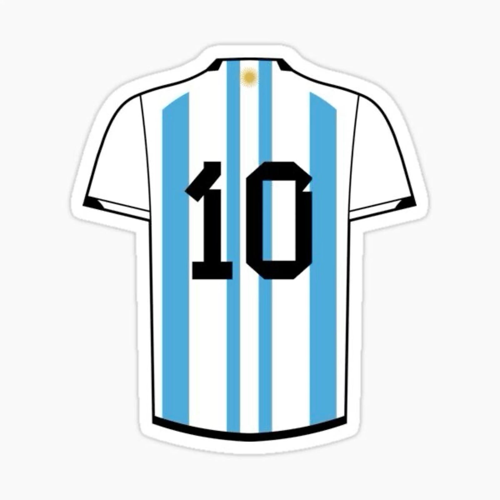 blue and white soccer jersey with the number 10 on it's chest sticker