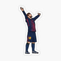 drawing of a soccer player with his arms in the air and one hand up
