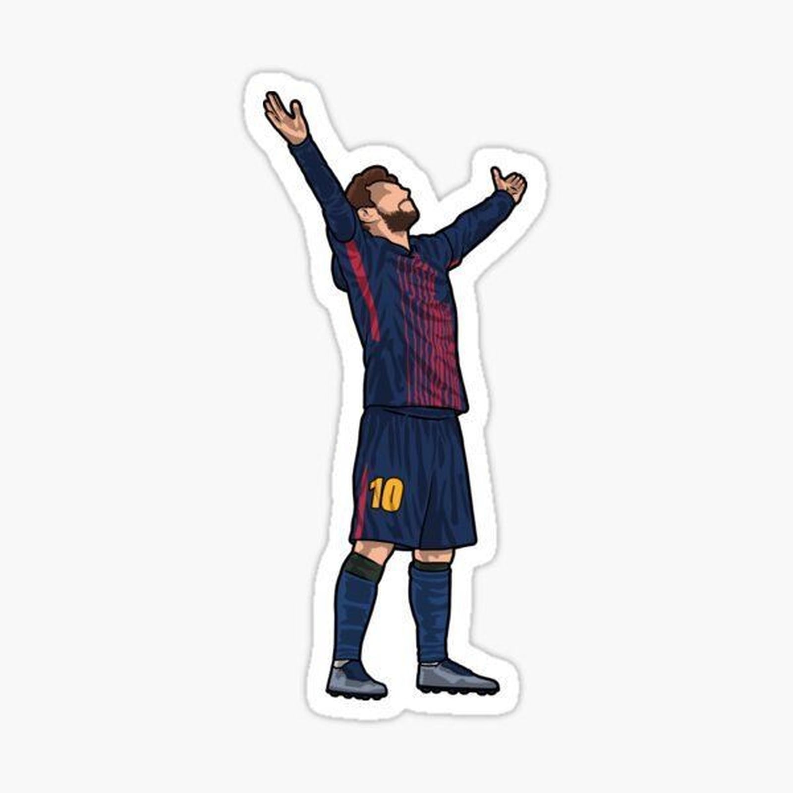 drawing of a soccer player with his arms in the air and one hand up