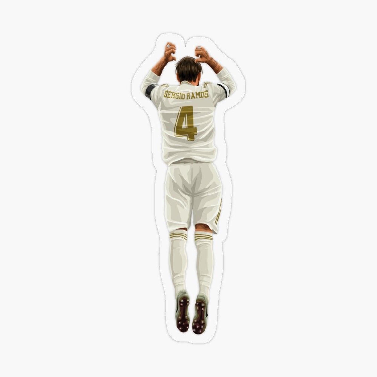 football player is jumping in the air with his hands behind his head and arms above his head