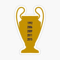 golden trophy sticker with the words 1932 - 2009 on it