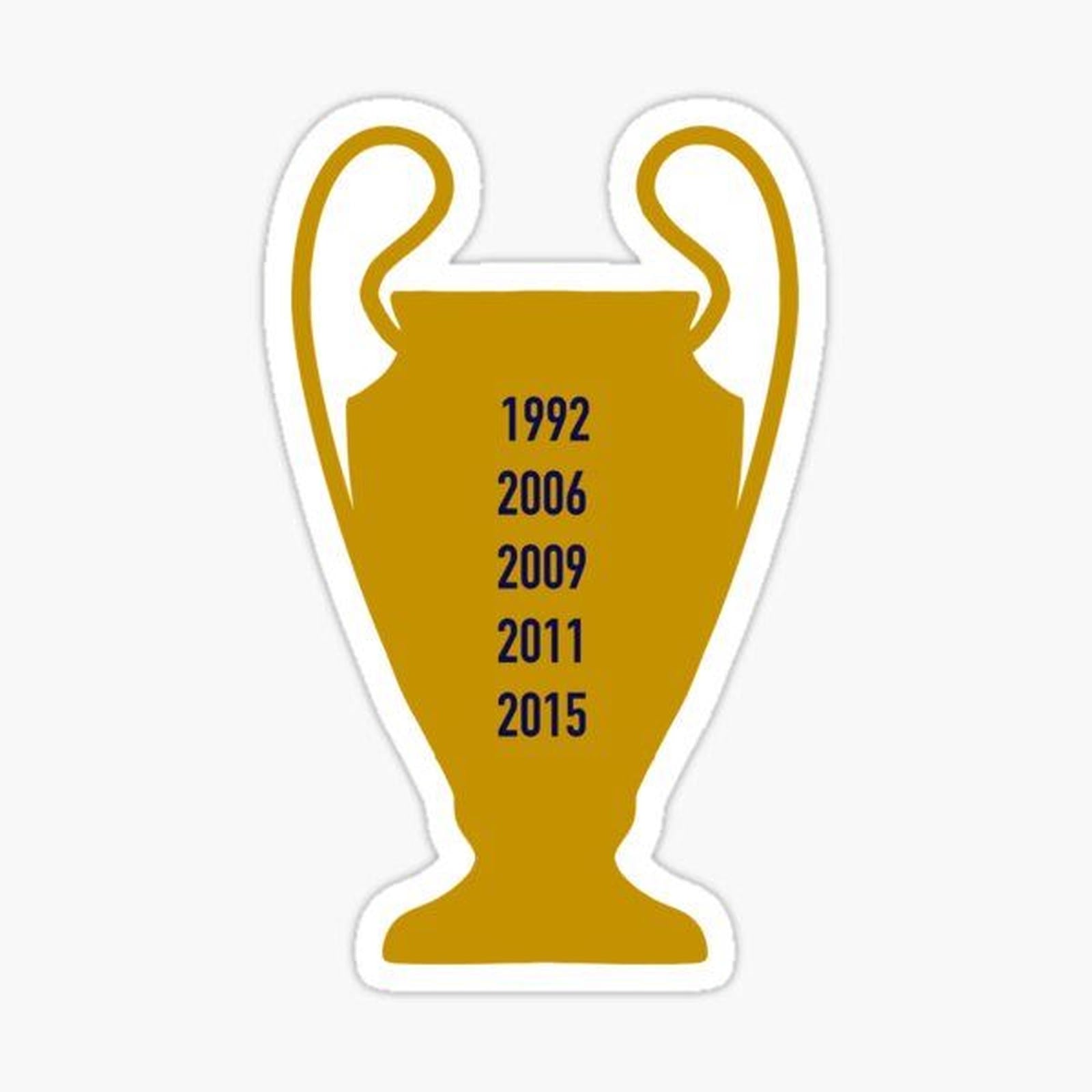golden trophy sticker with the words 1932 - 2009 on it