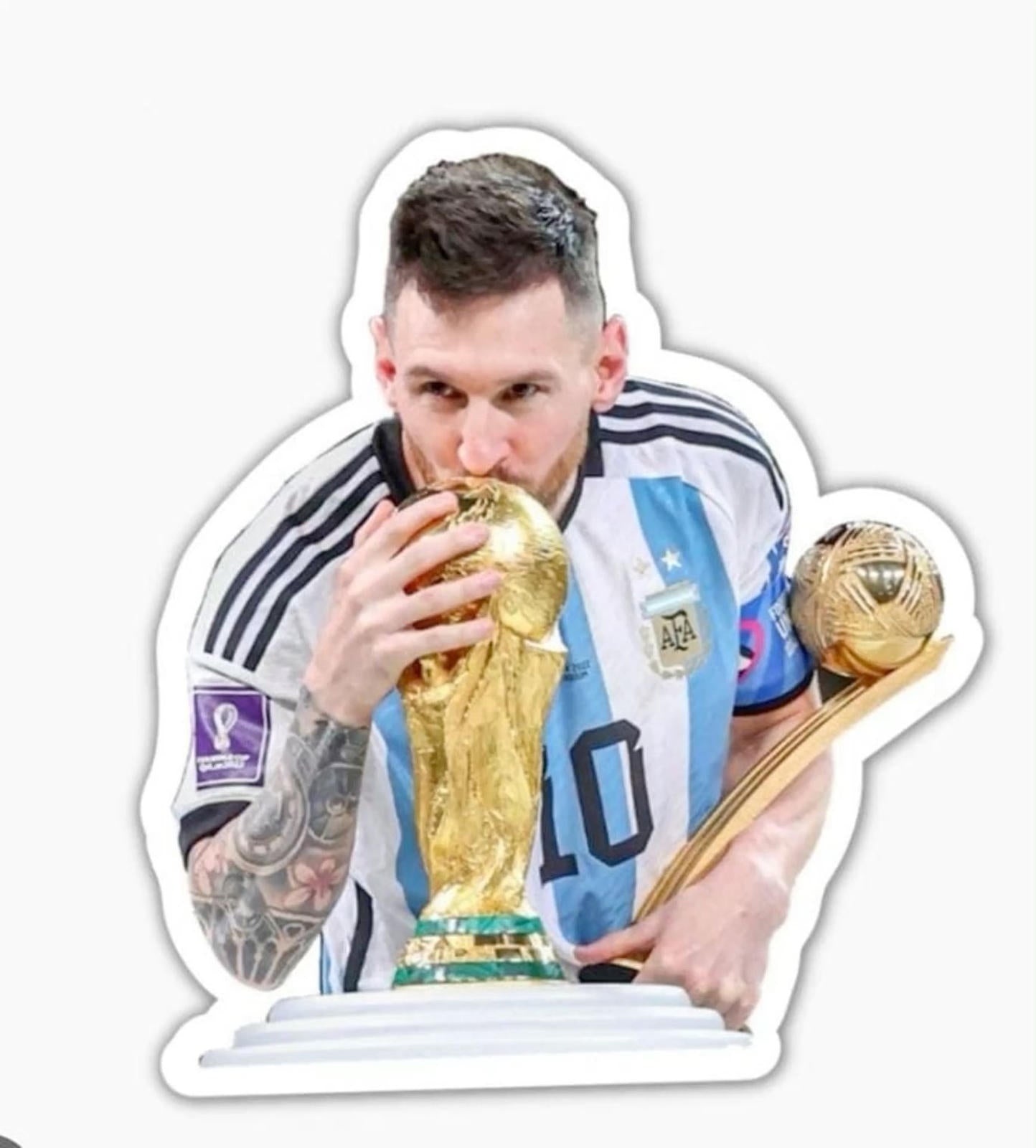 man holding a trophy in front of his face