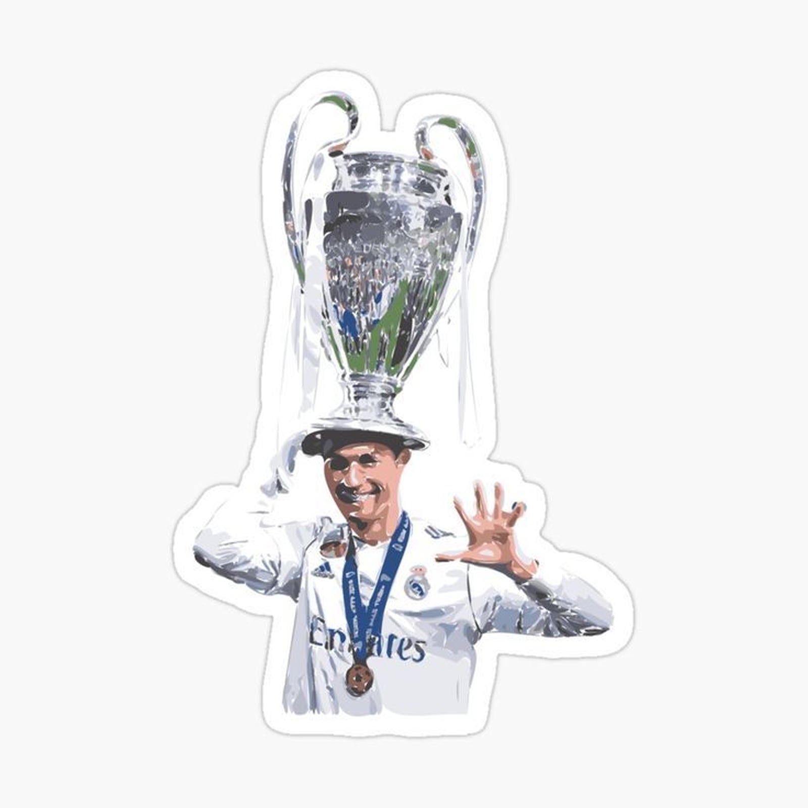 man holding up a trophy with his hands in the air and wearing a hat