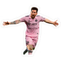 man in pink soccer uniform running with his arms out
