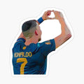 man with his arm in the air making a fist gesture sticker on a white background