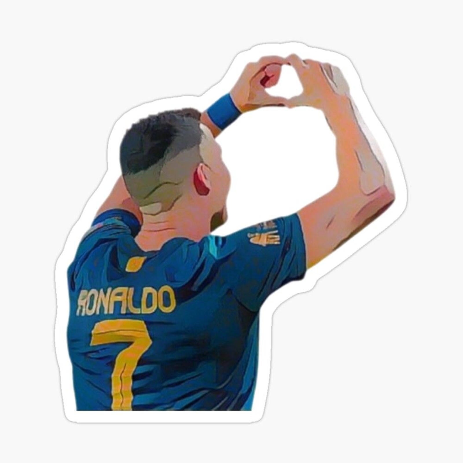 man with his arm in the air making a fist gesture sticker on a white background