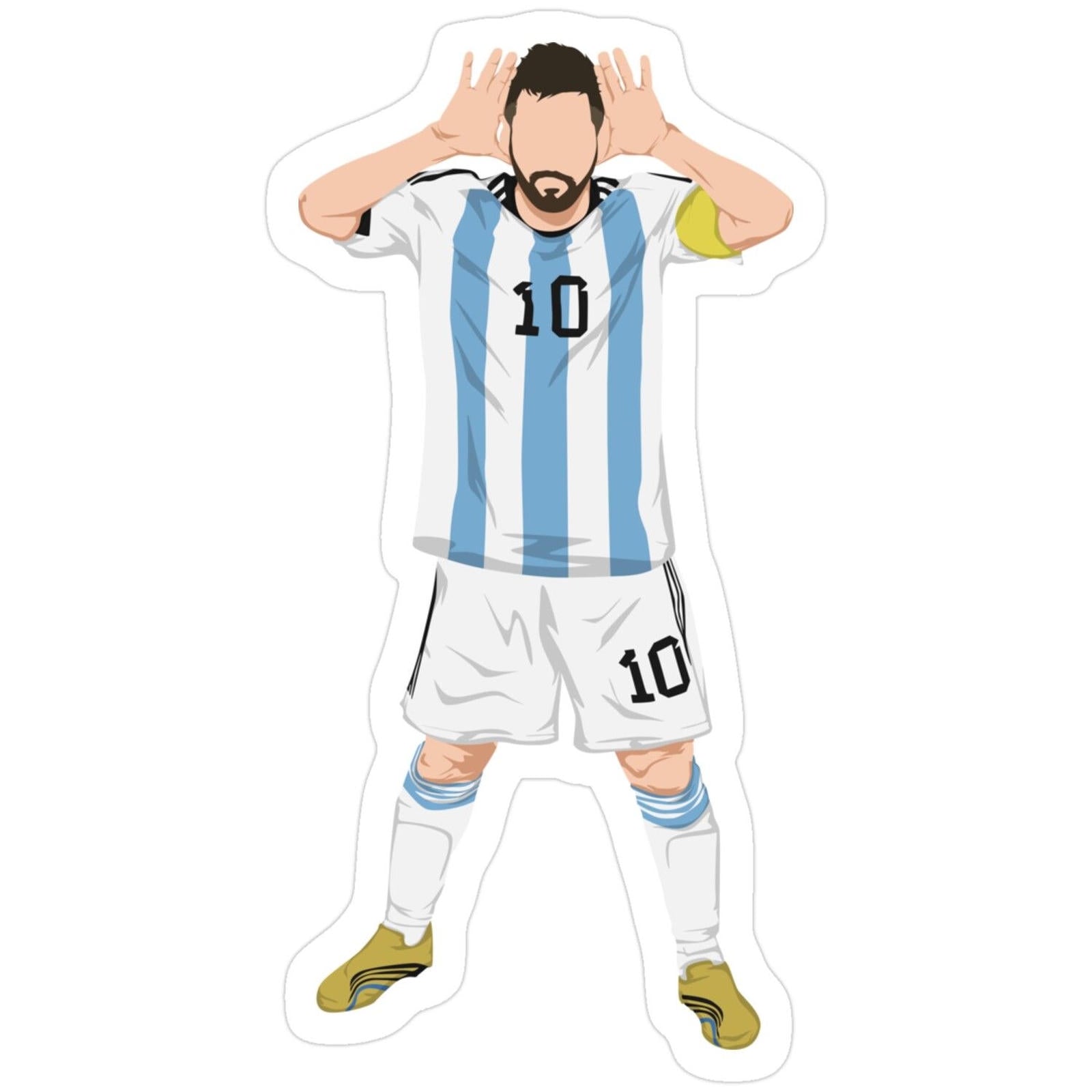 soccer player is covering his face with his hands while standing in front of the camera