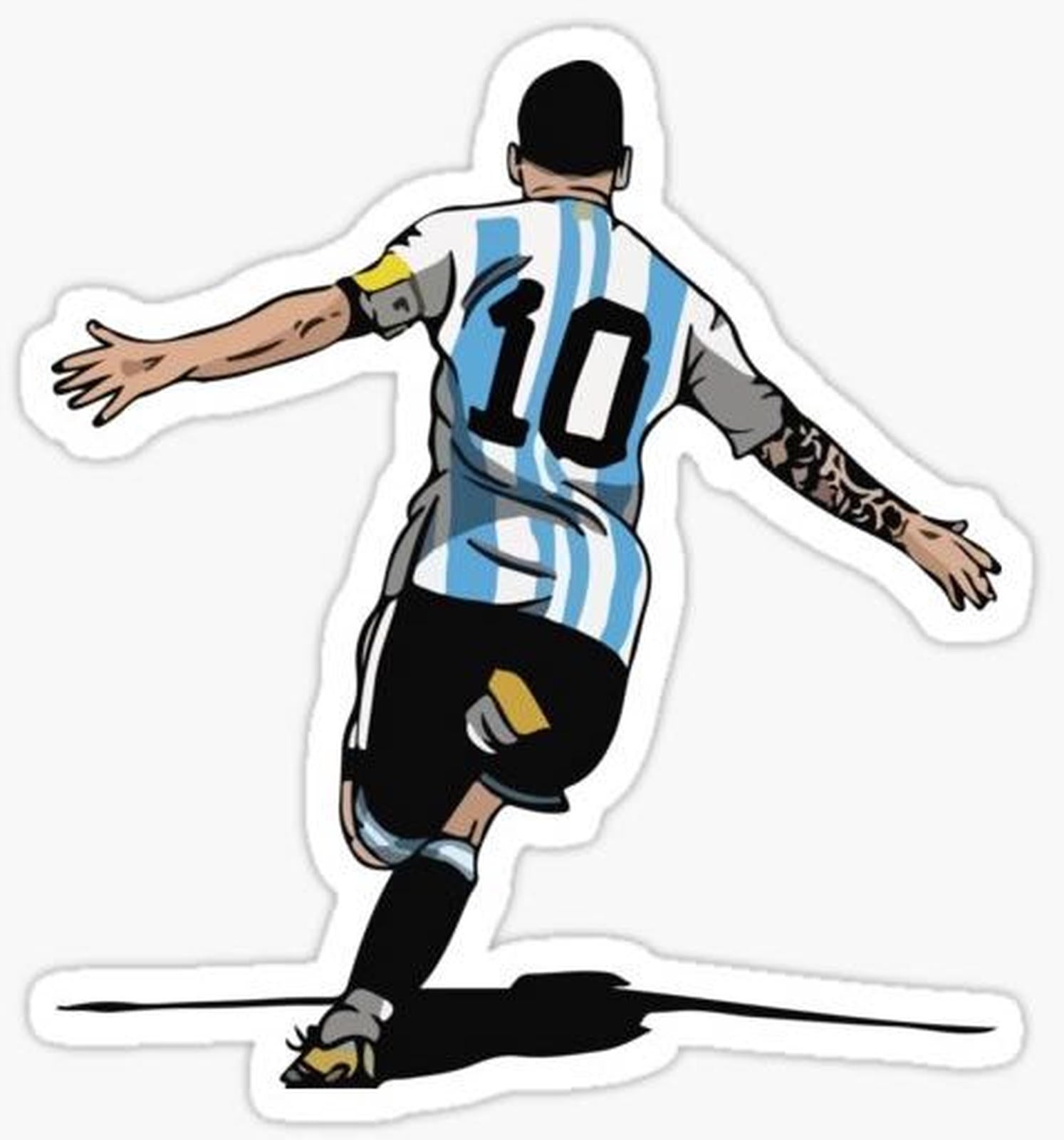 soccer player is running with the ball in his hands sticker on a white background