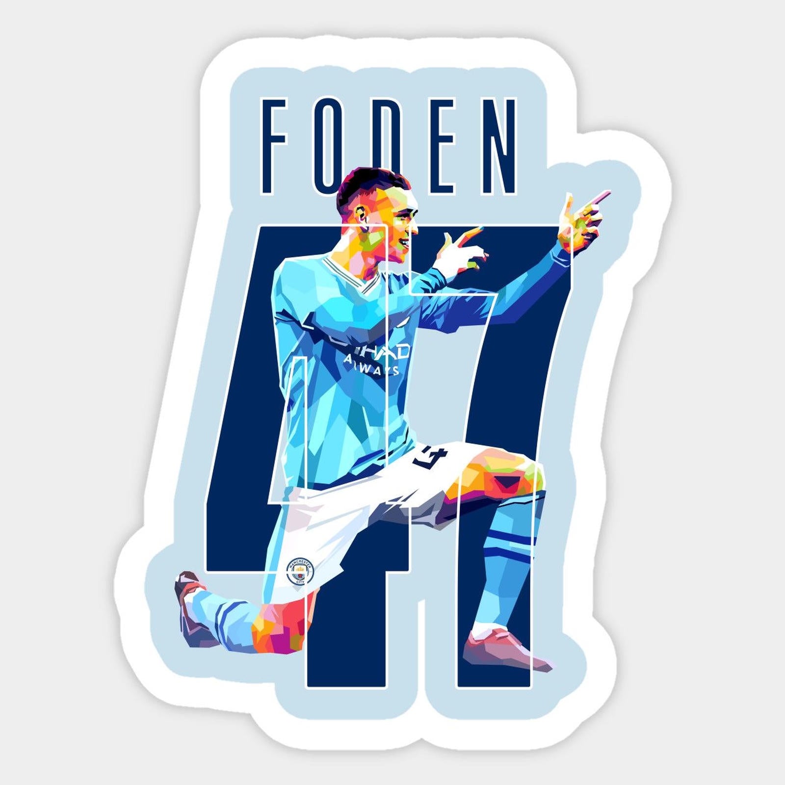 sticker depicting a soccer player with the number seven