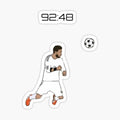 sticker with the image of a man in white and orange shoes playing soccer
