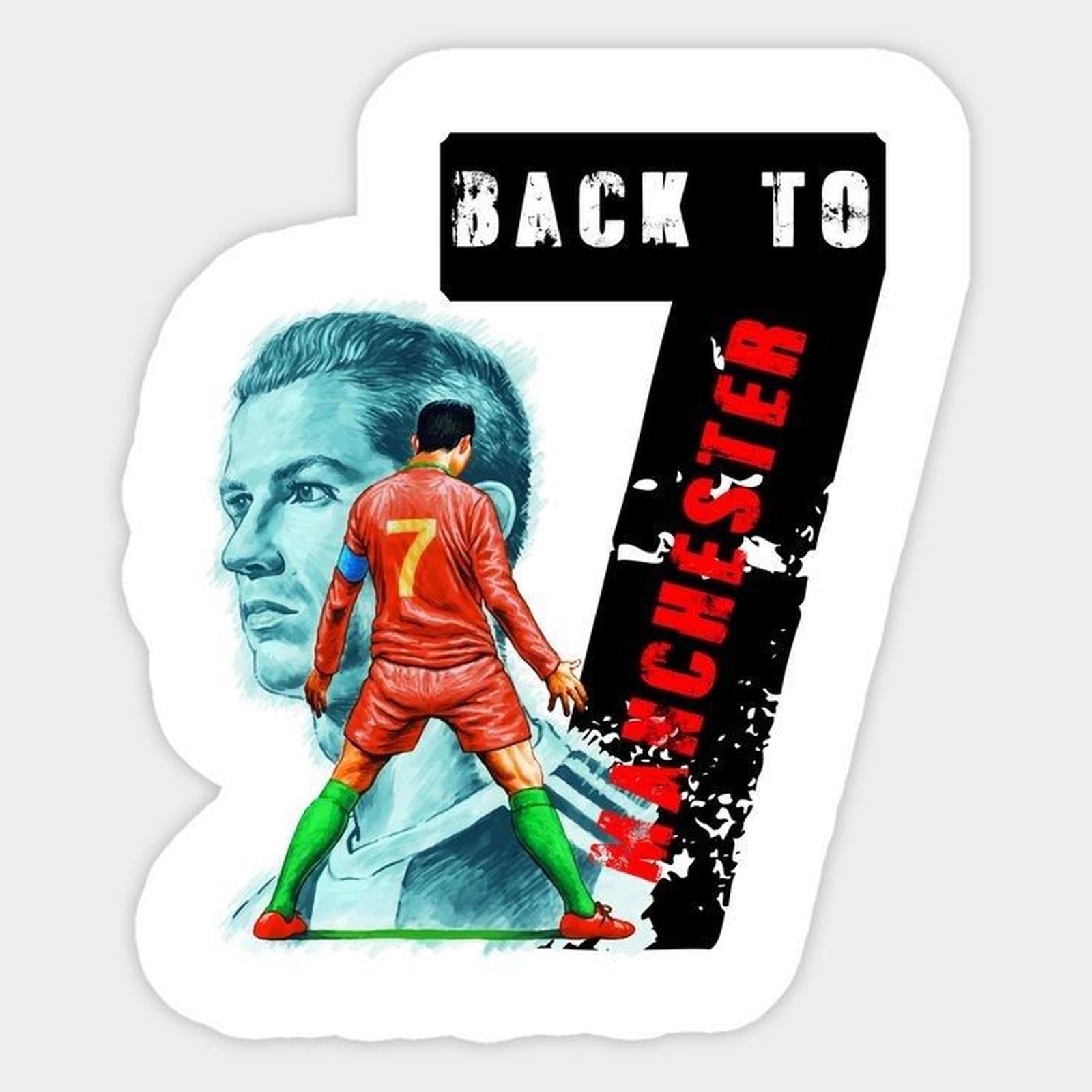 the back to soccer sticker is shown with an image of a man holding a soccer ball