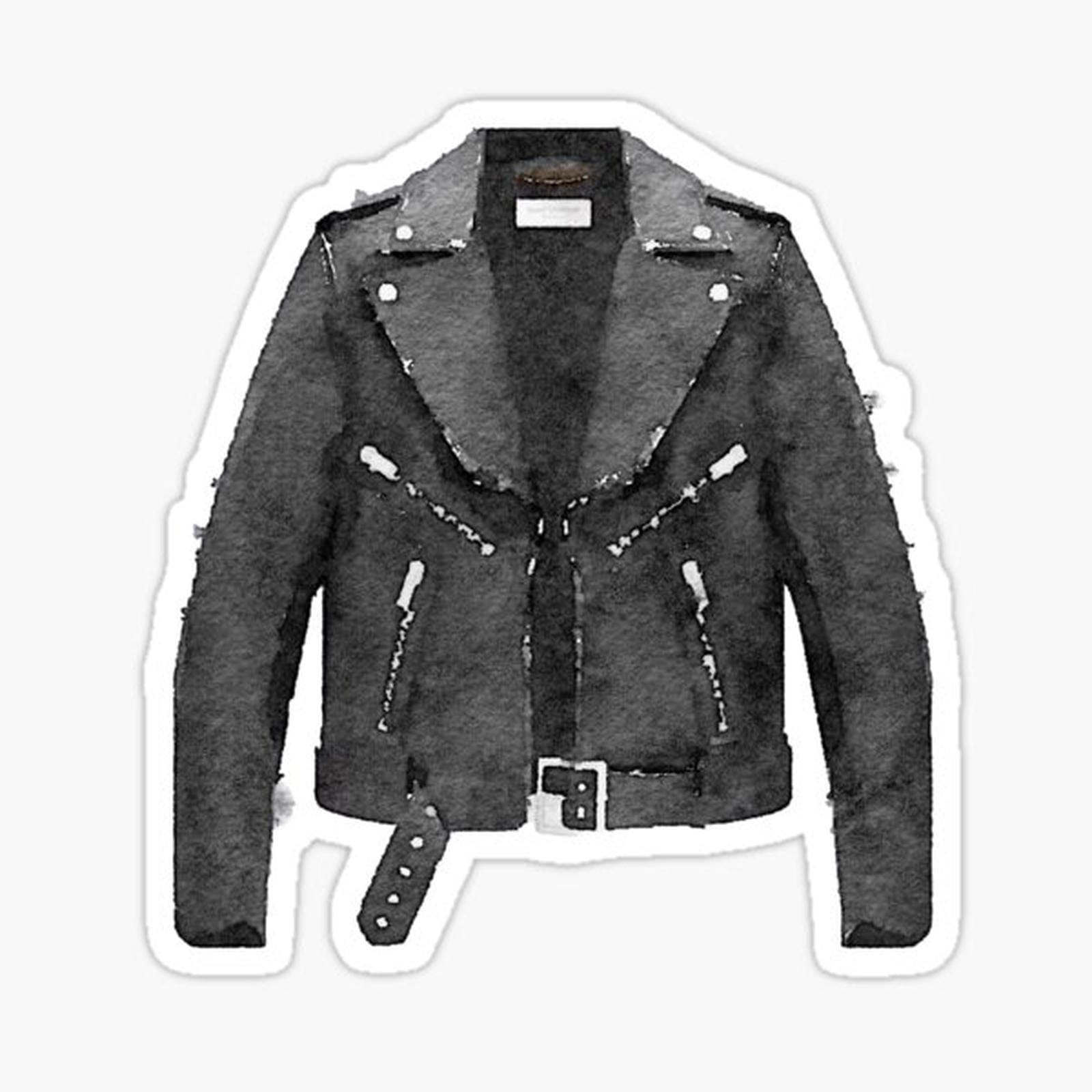 Tough Black Leather Jacket Watercolor - Hipster_Trendy_Fashion