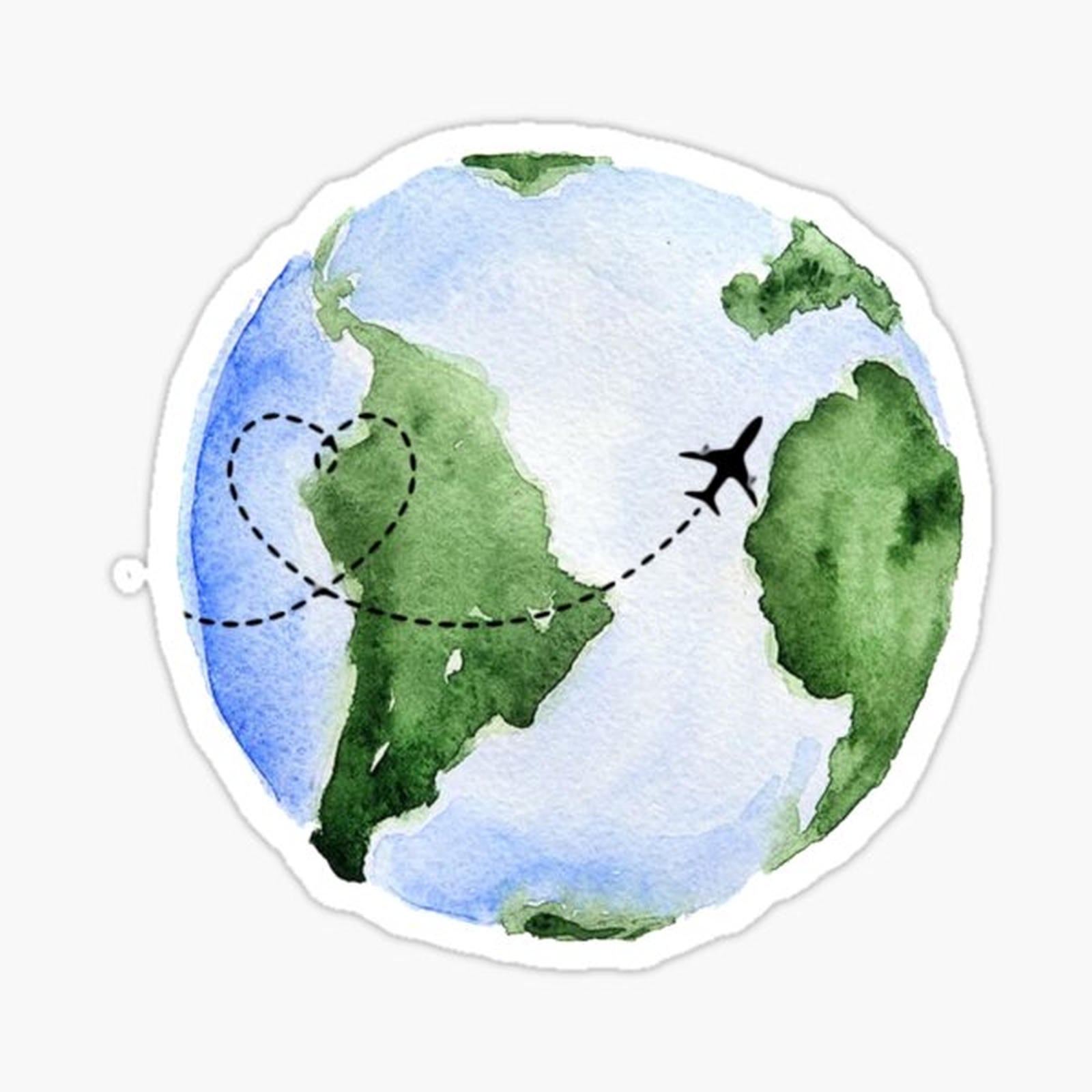 watercolor world and plane