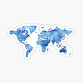 watercolor world map light blue